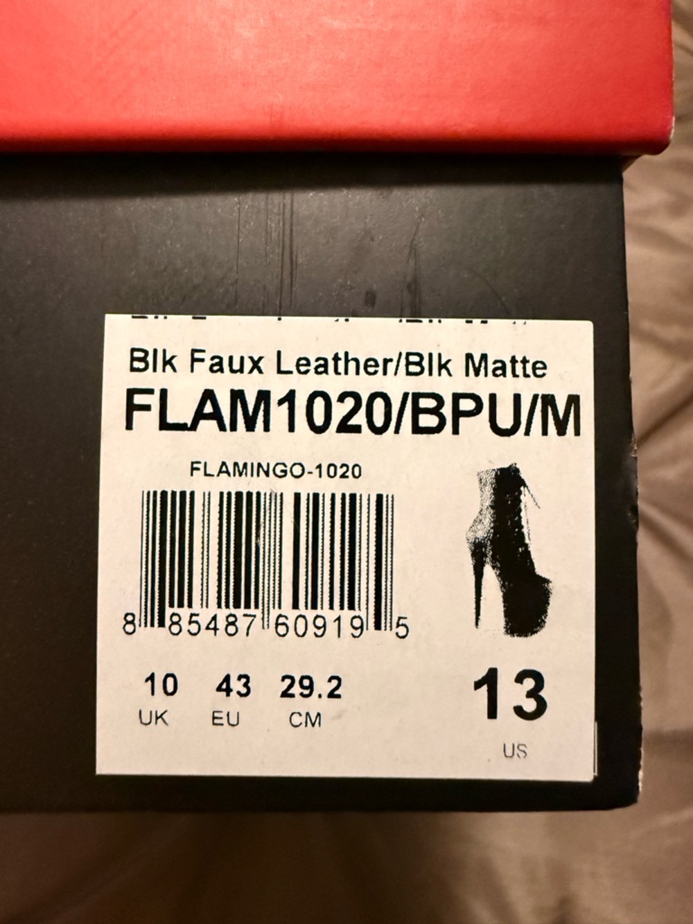 Pleaser FLAM1020 Black Faux Leather / Black Matte Heels